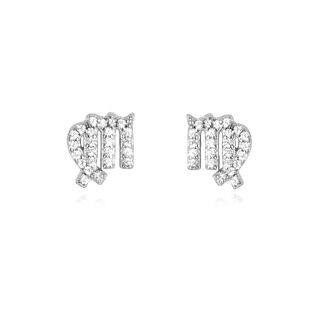 Virgo Artisan Zirconia Pavé Stud Earrings (Silver)