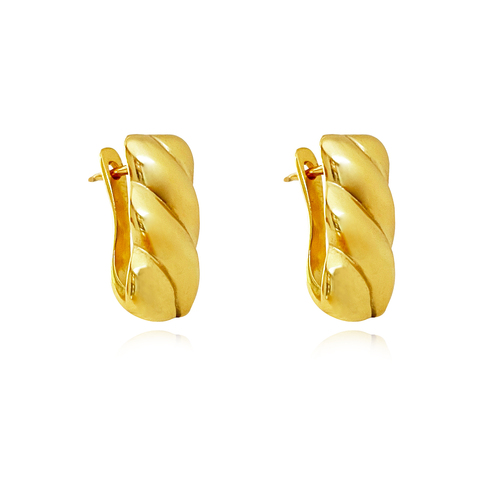 Velma Twisted U Huggie Earrings (Gold Vermeil)