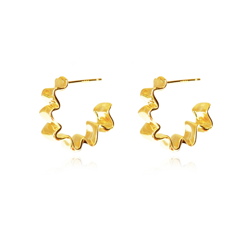 Avani Art Deco Wavy Hoop Earrrings (Gold Vermeil)