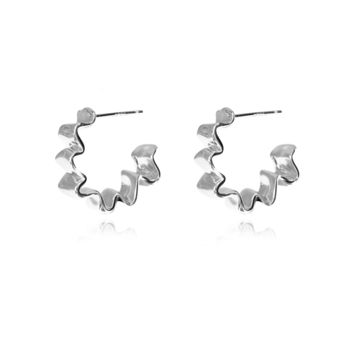 Avani Art Deco Wavy Hoop Earrrings (Silver)
