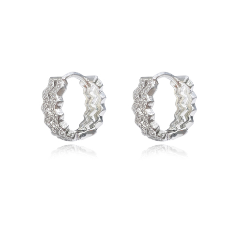 Greta Artsy Wavy Silver Hoop Earrings