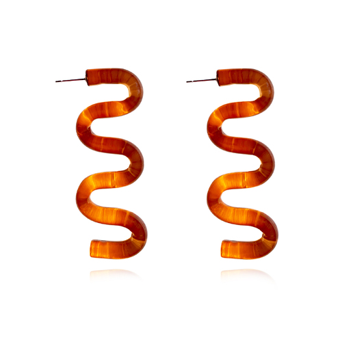 Darya Artsy Wave Earrings (Brown)