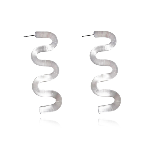 Darya Artsy Wave Earrings (Clear)