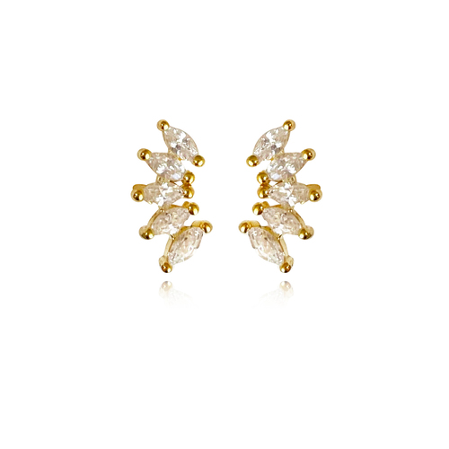 Aliz Zircon Arch Stud Earrings (Gold)