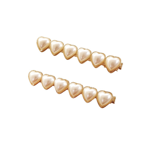 Elsie Pearly Heart Barrette Set