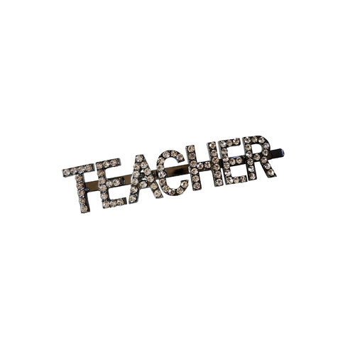 Teacher Rhinestone Hair Clip