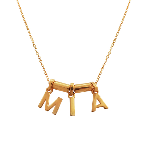 24K Gold Initial Pendant Necklace - 3 Letters