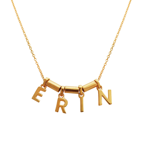 24K Gold Name Pendant Necklace - 4 Letters