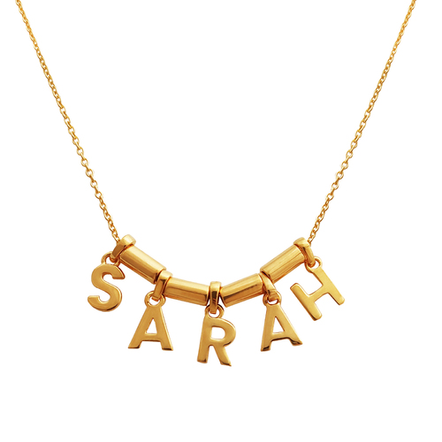 24K Gold Name Pendant Necklace - 5 Letters
