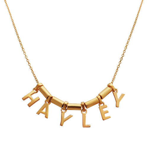 24K Gold Name Pendant Necklace - 6 Letters