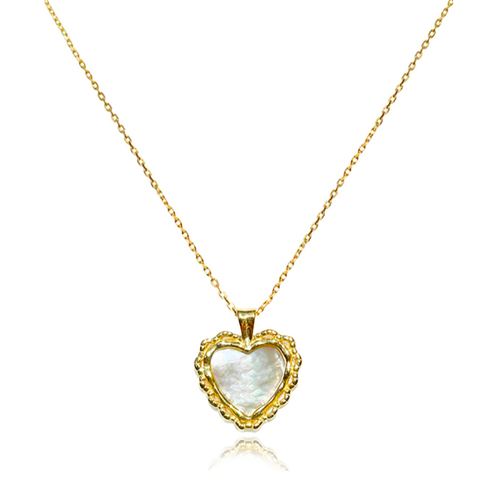 Charme Mother of Pearl Heart Pendant Necklace (Gold Vermeil) - Culturesse