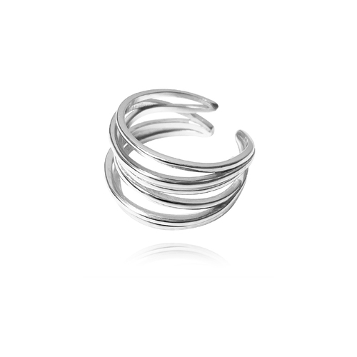 Viana Artisan Line Stack Open Ring (Silver)
