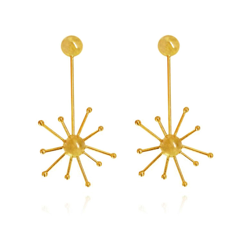 Soleste 24K Artisan Sun Drop Earrings (for pierced ears)